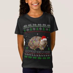 Funny Wombat Santa Christmas Lights Pajama Gift Xm T-Shirt