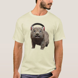 Funny Wombat with headphones Cool Animal T-Shirt