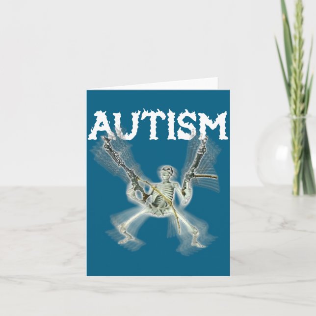 Funny Women Autism Skeleton Meme Card (Front)