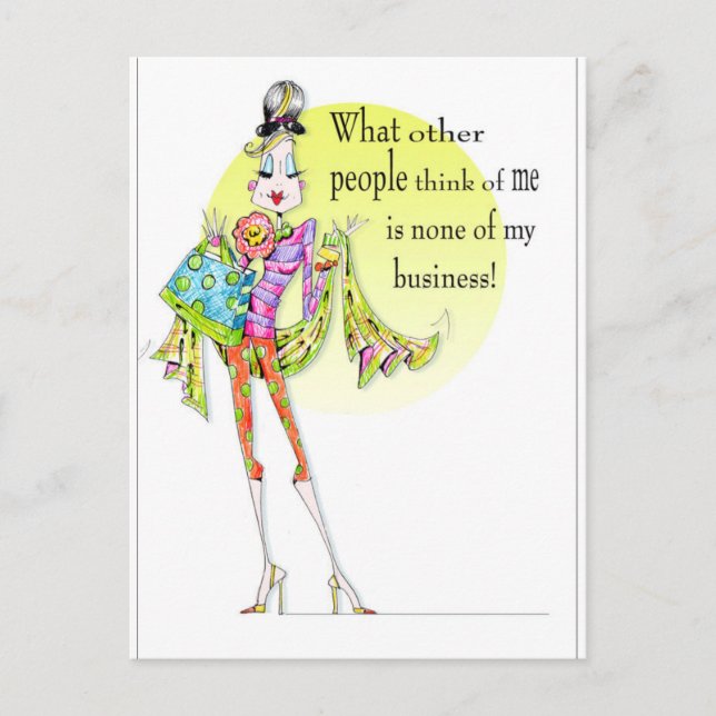 Funny Women Humour card with fab' drawing and word (Front)