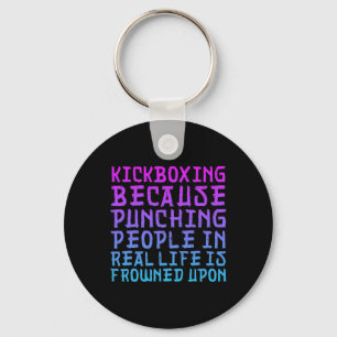 Funny Women Kickboxing Punching People Is Frowned  Key Ring