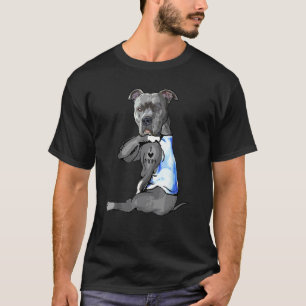 Funny Women Pit Bull Dog Tattoo I Love Mum T-Shirt