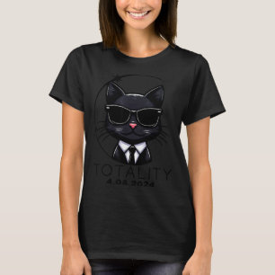 Funny Women Totality Solar Eclipse Cat Sunglasses T-Shirt