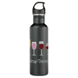 Funny Women Wine Gift Idea Tee - Group Therapy Rag 710 Ml Water Bottle