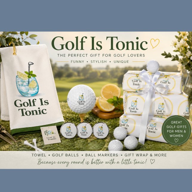 Funny Womens Golf Towel | Golf Is Tonic Gift (Golf gifts with personality — stylish golf towels, balls, wrap & accessories for golf lovers.)