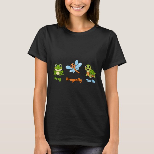 Funny Womens Subtle Political Humour Frog Dragonfl T-Shirt (Front)