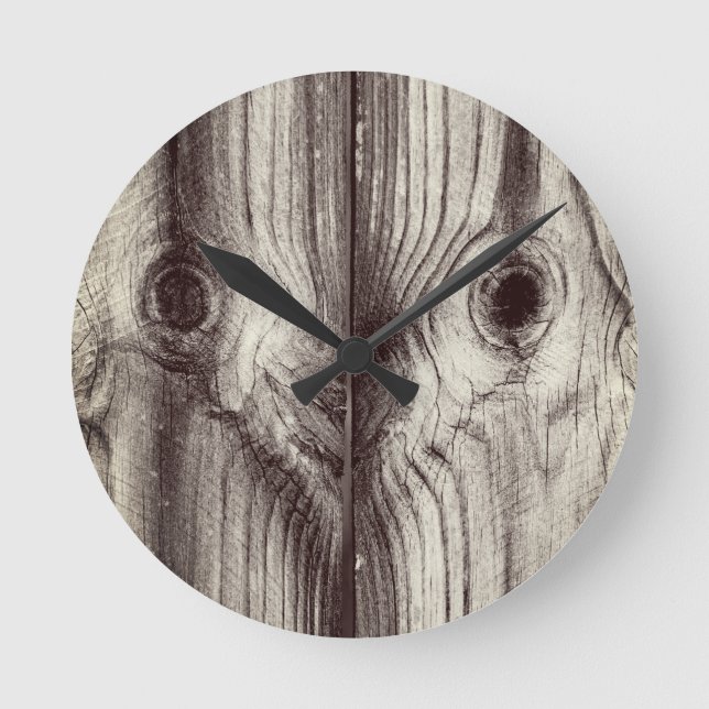 Funny Wood Grain Pattern Round Clock (Front)