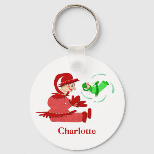 Funny wooden play figures key ring