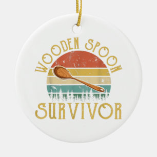 Funny Wooden Spoon Survivor Vintage Retro Humour Ceramic Tree Decoration