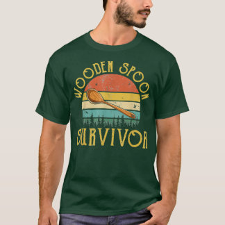 Funny Wooden Spoon Survivor Vintage Retro Humour T-Shirt