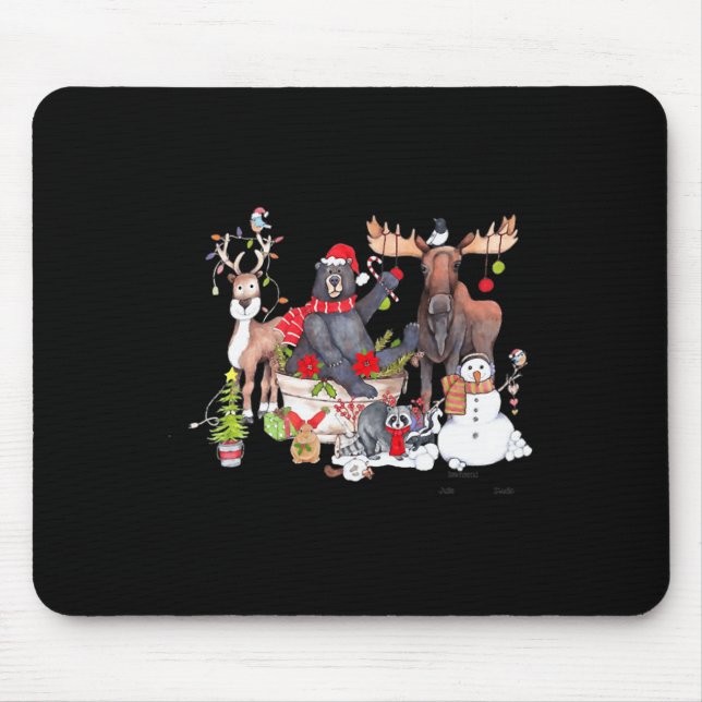 Funny Woodland Critter Christmas Gathering For Ani Mouse Pad (Front)