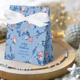 Funny Woodland Friends Blue Winter Forest Pattern Favour Box