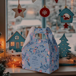 Funny Woodland Friends Blue Winter Forest Pattern Favour Box