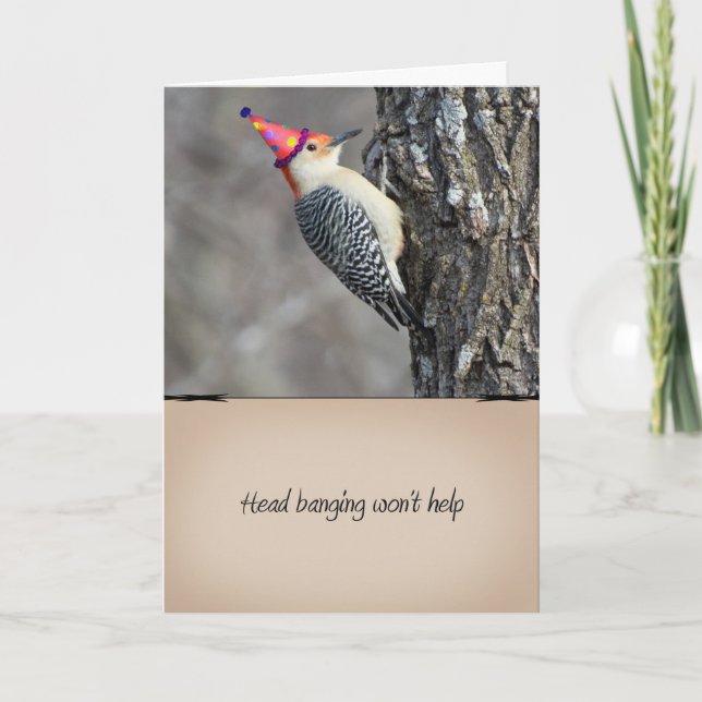 Funny Woodpecker Birthday Card (Front)
