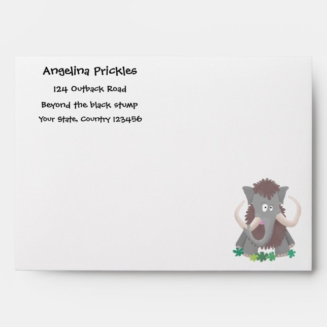 Funny woolly mammoth cartoon illustration envelope (Front)