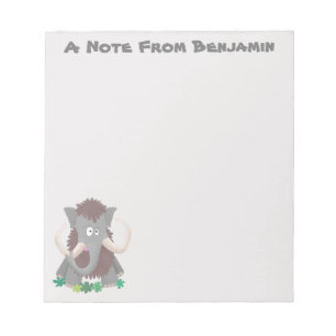 Funny woolly mammoth cartoon illustration notepad
