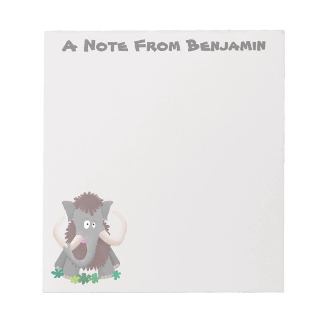 Funny woolly mammoth cartoon illustration notepad (Front)