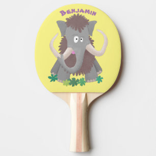 Funny woolly mammoth cartoon illustration ping pong paddle