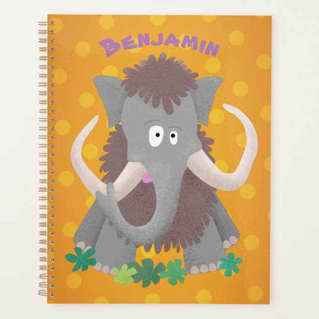 Funny woolly mammoth cartoon illustration planner (Front)