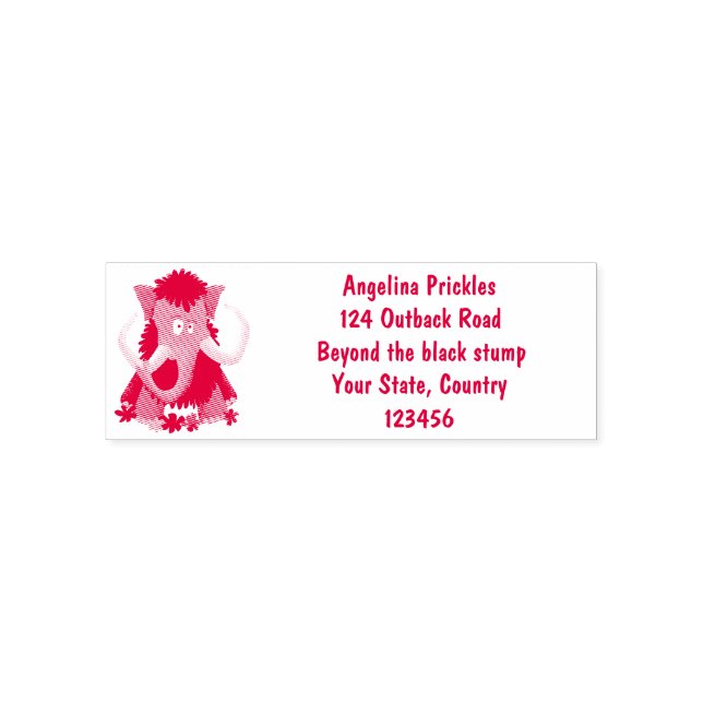Funny woolly mammoth cartoon illustration self-inking stamp (Design)