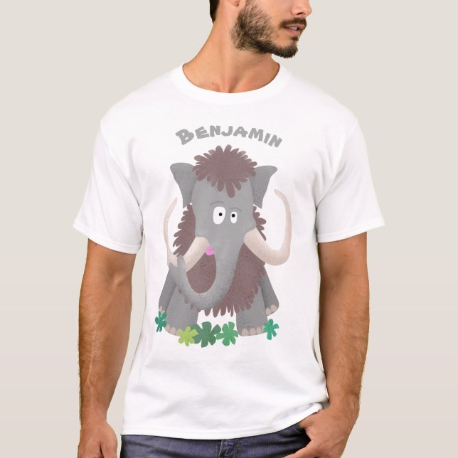Funny woolly mammoth cartoon illustration T-Shirt (Front)