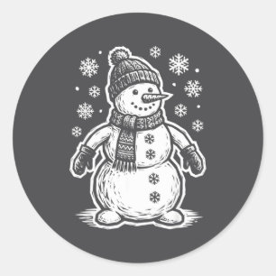 Funny Woout Snowman Winter Holiday Christmas Snowf Classic Round Sticker