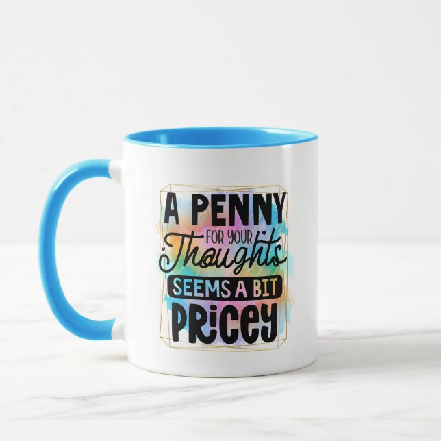 Funny word art sarcasm thoughts mug (Left)