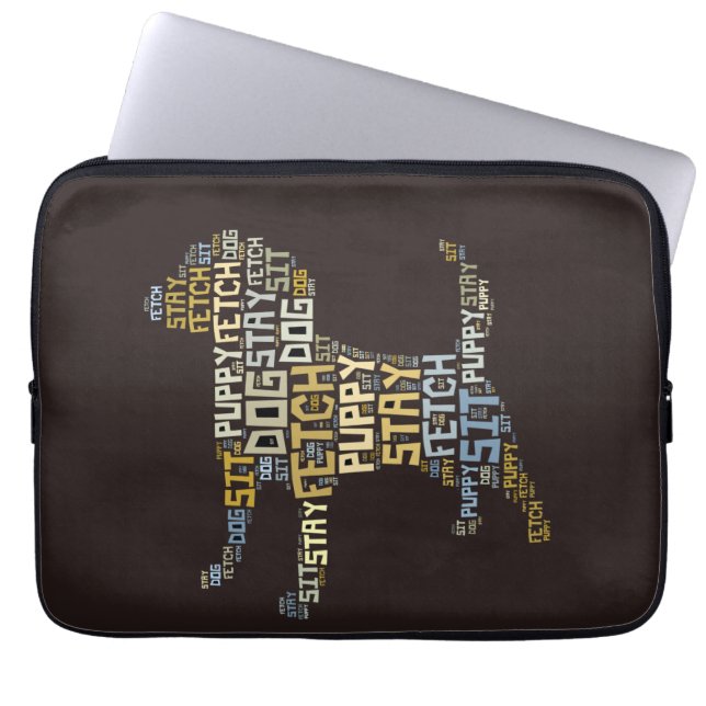 Funny Word Cloud Dog Sit Stay Fetch Obedience Laptop Sleeve (Front)