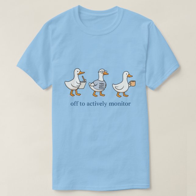 Funny Work Ducks Corporate Satire Graphic T-Shirt (Design Front)