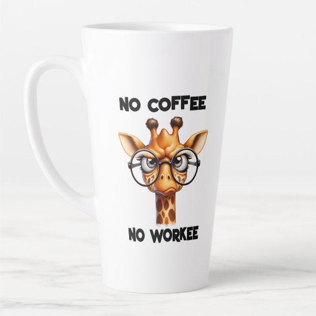 funny work giraffe lovers  latte mug (Left)