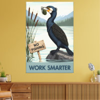 Funny 'Work Smarter' canvas print in WPA art style