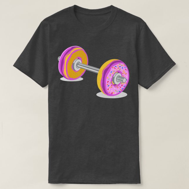 Funny Workout  Glazed Doughnut Barbell Fitness  T-Shirt (Design Front)