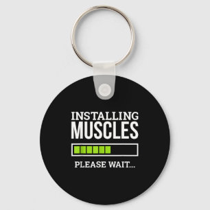 Funny Workout Gym Installing Muscles Please Wait Key Ring