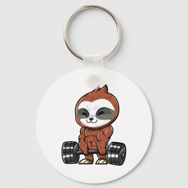 Funny Workout Gym Sloth Fitness Bodybuilding  Key Ring (Front)