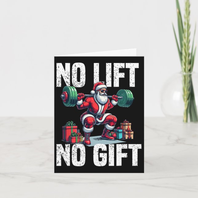 Funny Workout Lifting Christmas Santa Squat Gym Bo Card (Front)