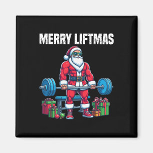Funny Workout Lifting Christmas Santa Squat Gym Bo Magnet