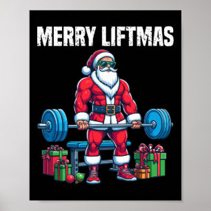 Funny Workout Lifting Christmas Santa Squat Gym Bo Poster