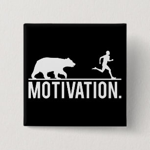 Funny Workout Motivation - Bear Chasing Jogger 15 Cm Square Badge