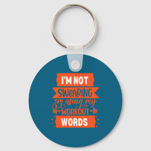 Funny Workout Words Orange Gym Key Ring