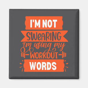 Funny Workout Words Orange Gym  Magnet