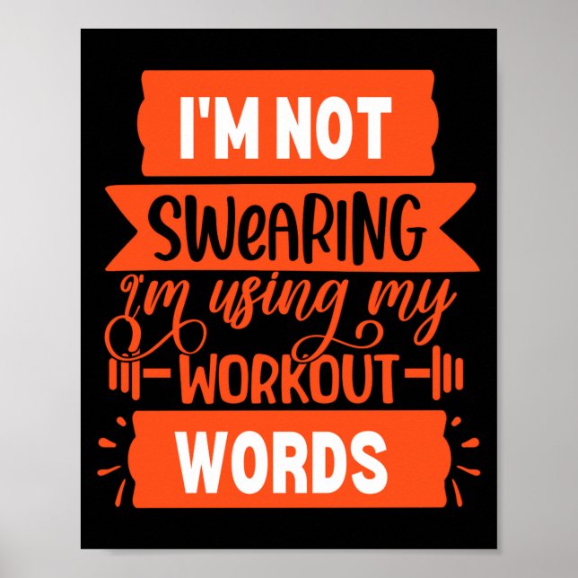 Funny Workout Words Orange Gym  Poster (Front)