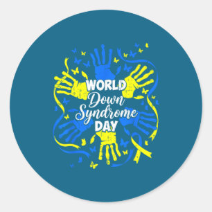 Funny world down syndrome awareness kids boys girl classic round sticker