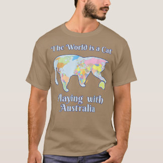 Funny World is a Cat Playing Map  T-Shirt