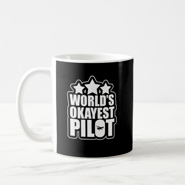Funny World's Okayest Pilot Aeroplane Coffee Mug (Left)