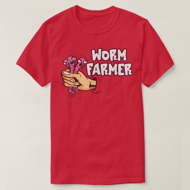 Funny Worm Farmer Hand Catch Worm Composting Garde T-Shirt (Design Front)