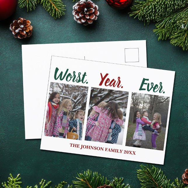 Funny Worst Year Ever Christmas Holiday Humour Postcard (Creator Uploaded)