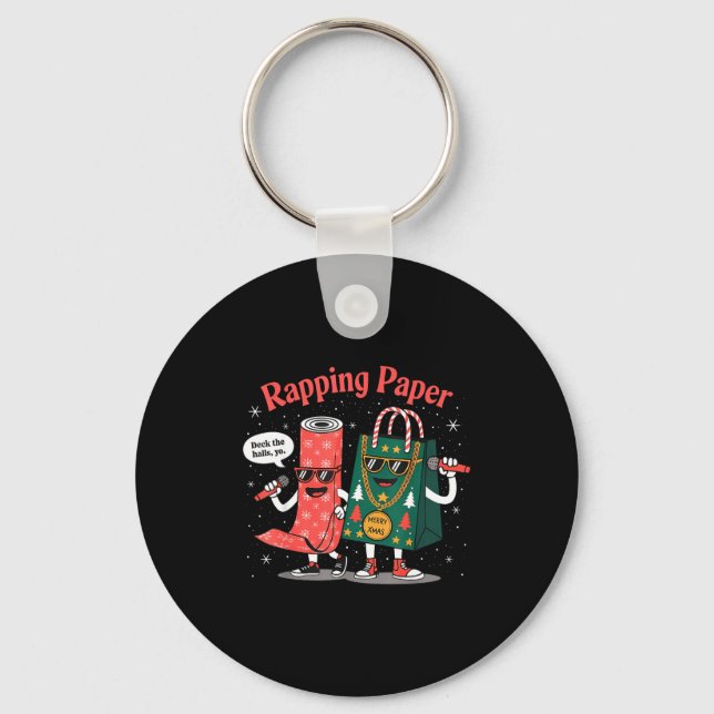 Funny Wrapng Rapng Paper Wrap Music Rap Pj  Key Ring (Front)