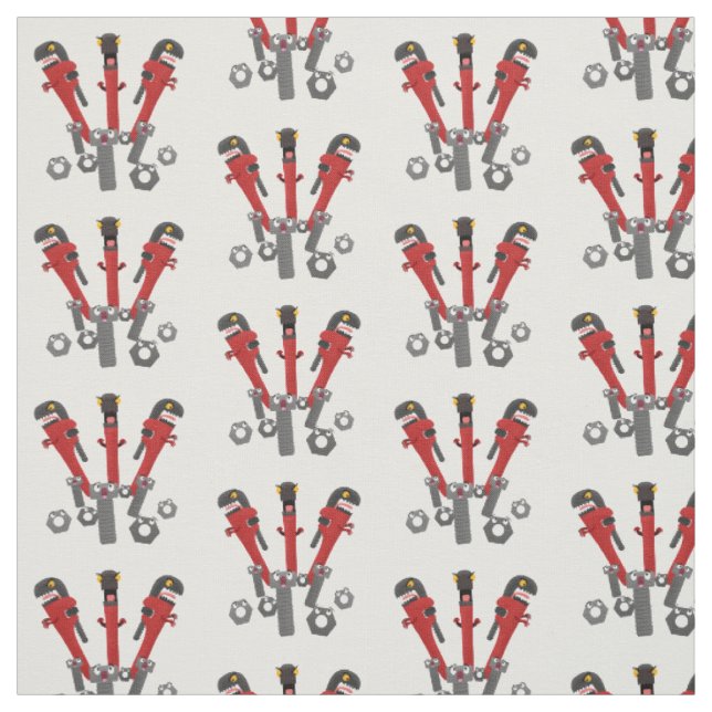 Funny wrench monster tools humour cartoon  fabric (Swatch)