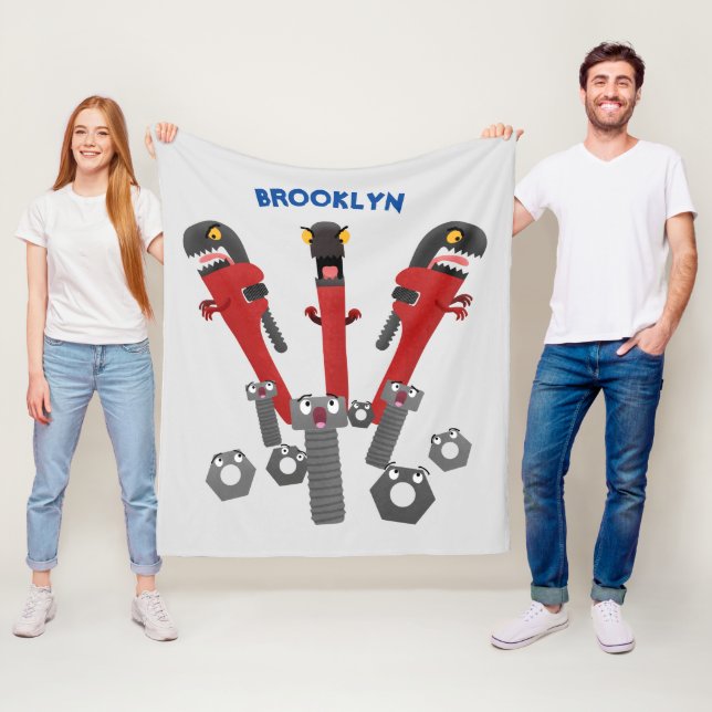 Funny wrench monster tools humour cartoon  fleece blanket (In Situ)