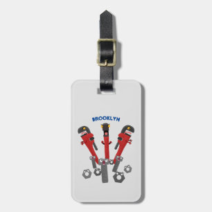 Funny wrench monster tools humour cartoon  luggage tag